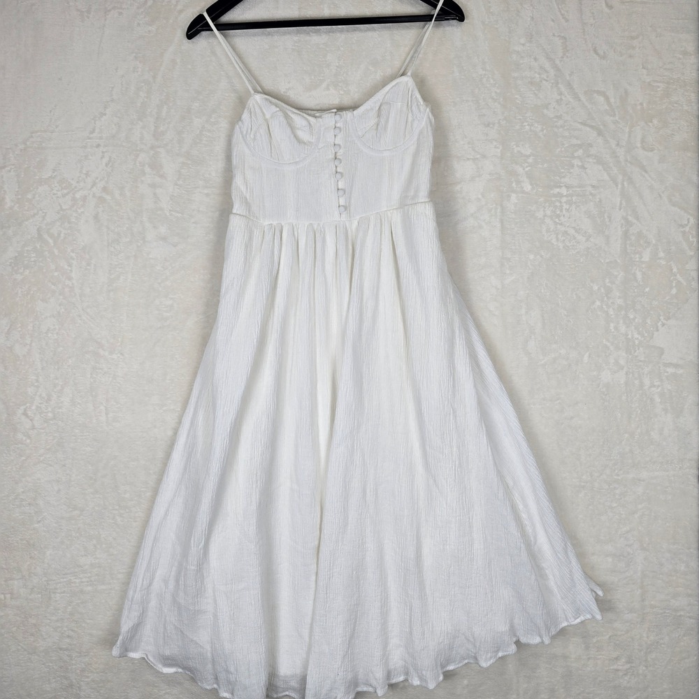 ASTR the Label Ferreira White Linen Sweetheart Midi Dress size Small nwot